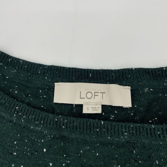 ANN Taylor LOFT Sweater Women's Small Green Christmas Knit Hi-Low Hem Pullover - Picture 2 of 9